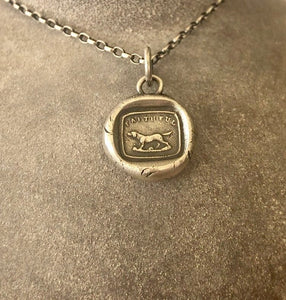 Faithful dog pendant.  Very small antique wax letter seal amulet.  Dog lovers necklace.