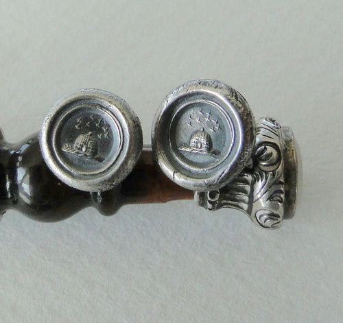 Tiny Sterling Silver earrings, small stud earrings, Wax seal impression, antique 'Beehive' industry and diligence'