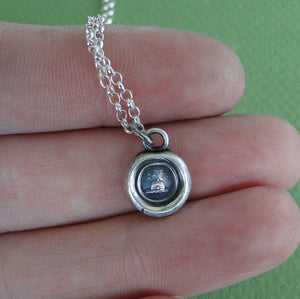 Bee and beehive necklace no. 1.  Antique wax letter seal.   Busy bee necklace. Industry and diligence sterling silver pendant.
