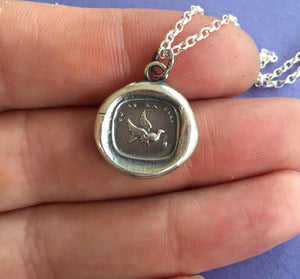 You have the key to my heart, French antique wax letter seal impression in sterling silver