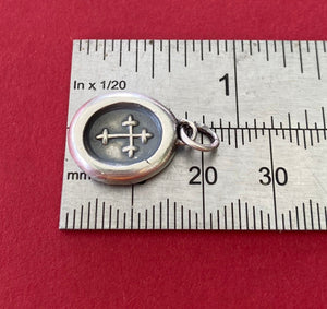 Christian Budded Cross.  Father, Son, Holy Spirit.  Holy Trinity cross.  Sterling silver antique wax letter seal impression.