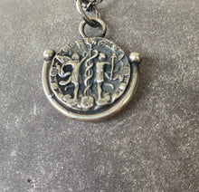 Load image into Gallery viewer, Gemini handmade sterling silver pendant. Zodiac sign coin necklace.