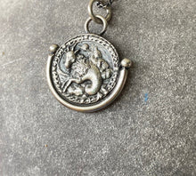 Load image into Gallery viewer, Capricorn  handmade sterling silver pendant. Zodiac sign coin necklace.