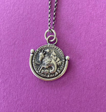 Load image into Gallery viewer, Capricorn  handmade sterling silver pendant. Zodiac sign coin necklace.