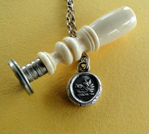 Sterling silver, handmade, Wax Seal Pendant, Bravery and Perseverance, Boars head,  100% Sterling silver Antique image