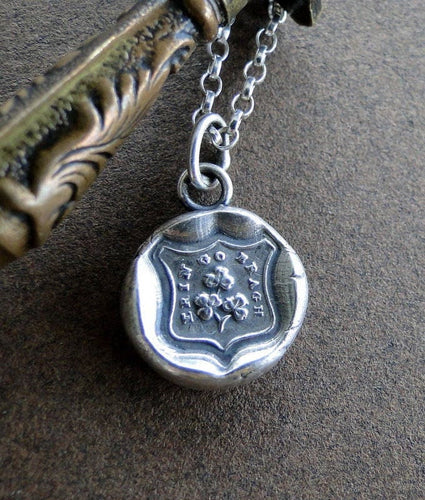 Ireland Forever, antique wax seal jewelry, Sterling silver shamrock, Irish gift, luck of the Irish.
