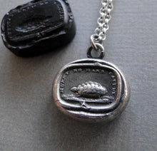 Load image into Gallery viewer, Patience….. hurry no mans cattle….. antique wax letter seal pendant, sterling.