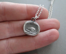 Load image into Gallery viewer, Patience….. hurry no mans cattle….. antique wax letter seal pendant, sterling.