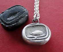 Load image into Gallery viewer, Patience….. hurry no mans cattle….. antique wax letter seal pendant, sterling.