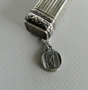 Harp pendant.  antique wax letter seal pendant. Harmony pendant for musician or Irish interest.