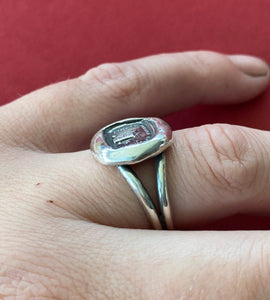 Direct thyself by these.  Heavier seal ring.  Split shank double band.  Sterling silver  meaningful ring.  Inspirational jewellery.