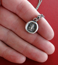 Load image into Gallery viewer, Silver Mermaid pendant. Antique wax letter seal jewelry. Small mermaid charm. Emblem of Eloquence.