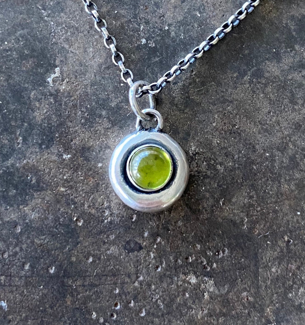 Vesuvianite Add ON. add some colour to your meaningful necklace. 6mm vesuvianite cabochon in a nugget of sterling silver.