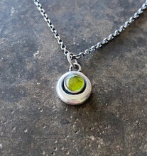 Load image into Gallery viewer, Vesuvianite Add ON. add some colour to your meaningful necklace. 6mm vesuvianite cabochon in a nugget of sterling silver.