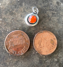 Load image into Gallery viewer, Orange Carnelian Faceted Add ON. add some colour to your meaningful necklace. 6mm orange carnelian set  in a nugget of sterling silver.