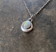 Load image into Gallery viewer, Labradorite Add ON. add some colour to your meaningful necklace. 6mm  cabochon in a nugget of sterling silver.