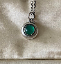 Load image into Gallery viewer, Green Onyx and sterling silver Add ON. add some colour to your meaningful necklace. 6mm green onyx set  in a nugget of sterling silver.