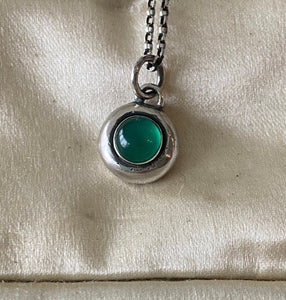 Green Onyx and sterling silver Add ON. add some colour to your meaningful necklace. 6mm green onyx set  in a nugget of sterling silver.