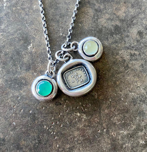 Green Onyx and sterling silver Add ON. add some colour to your meaningful necklace. 6mm green onyx set  in a nugget of sterling silver.