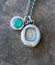 Load image into Gallery viewer, Green Onyx and sterling silver Add ON. add some colour to your meaningful necklace. 6mm green onyx set  in a nugget of sterling silver.