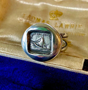 Telle est la vie.   Heavier seal ring.  Split shank double band.  Sterling silver  meaningful ring.  Inspirational jewellery.