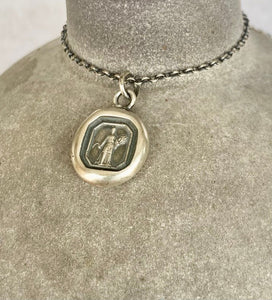 Ceres goddess pendant. Roman goddess of agriculture, fertility and relationships.  Antique wax seal pendant. Handmade sterling silver.