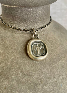 Ceres goddess pendant. Roman goddess of agriculture, fertility and relationships.  Antique wax seal pendant. Handmade sterling silver.