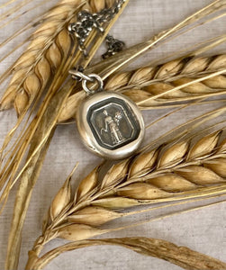 Ceres goddess pendant. Roman goddess of agriculture, fertility and relationships.  Antique wax seal pendant. Handmade sterling silver.