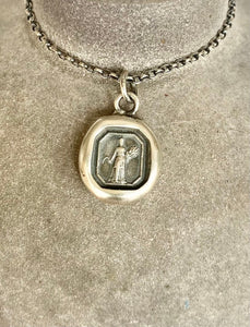 Ceres goddess pendant. Roman goddess of agriculture, fertility and relationships.  Antique wax seal pendant. Handmade sterling silver.