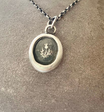 Load image into Gallery viewer, Thistle, emblem of Scotland. Antique wax seal impression.  Handmade with sterling silver.