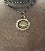 Load image into Gallery viewer, Forgive and forget……  antique wax letter seal impression.  Handmade amulet in sterling silver