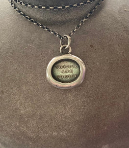 Forgive and forget……  antique wax letter seal impression.  Handmade amulet in sterling silver