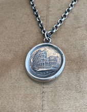 Load image into Gallery viewer, Roman Colosseum, antique wax sea, Victorian Tassie seal. Grand tour souvenir.  Solid sterling silver