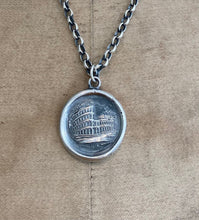 Load image into Gallery viewer, Roman Colosseum, antique wax sea, Victorian Tassie seal. Grand tour souvenir.  Solid sterling silver