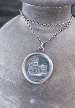 Load image into Gallery viewer, Roman Colosseum, antique wax sea, Victorian Tassie seal. Grand tour souvenir.  Solid sterling silver