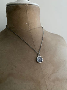 Cling to your faith.  I cling to thee, antique wax letter seal impression.  Sterling silver Christian religious pendant.
