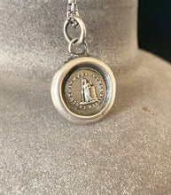 Load image into Gallery viewer, I know that my redeemer liveth, antique wax letter seal pendant.  Handel’s Messiah.  Music lovers ChristIan pendant.  Religious amulet.