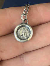 Load image into Gallery viewer, I know that my redeemer liveth, antique wax letter seal pendant.  Handel’s Messiah.  Music lovers ChristIan pendant.  Religious amulet.