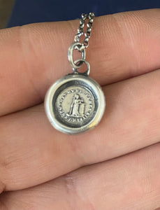 I know that my redeemer liveth, antique wax letter seal pendant.  Handel’s Messiah.  Music lovers ChristIan pendant.  Religious amulet.