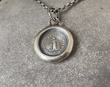 Load image into Gallery viewer, I know that my redeemer liveth, antique wax letter seal pendant.  Handel’s Messiah.  Music lovers ChristIan pendant.  Religious amulet.