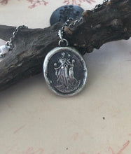 Load image into Gallery viewer, Motherhood, family.  Ideal Roman family portrait.  Antique wax letter seal pendant. Sterling wax seal impression