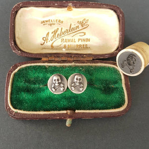 Skull and crossbones stud earrings.  Sterling memento mori statement jewelry. gothic, halloween earrings.