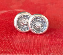 Load image into Gallery viewer, Unshaken cufflinks.  Solid oak tree, unshaken antique wax seal sterling silver cufflinks.