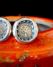 Load image into Gallery viewer, Unshaken cufflinks.  Solid oak tree, unshaken antique wax seal sterling silver cufflinks.