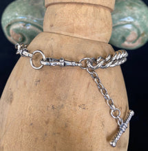 Load image into Gallery viewer, Victorian style, solid sterling silver curb chain bracelet.  It the style of a Victorian watch chain.  You choose your size.