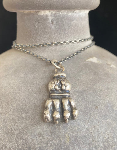 Smaller lions paw pendant. Victorian pendant, handmade sterling silver pendant.