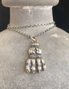 Smaller lions paw pendant. Victorian pendant, handmade sterling silver pendant.