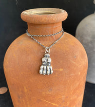 Load image into Gallery viewer, Smaller lions paw pendant. Victorian pendant, handmade sterling silver pendant.