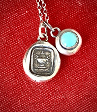 Load image into Gallery viewer, Beautiful blue turquoise and sterling silver Add ON. add some colour to your meaningful necklace. 6mm sterling and turquoise charm.