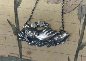 Beautifully detailed mourning hand necklace. Full of symbolism and charm.  Sterling silver necklace in the length you require.